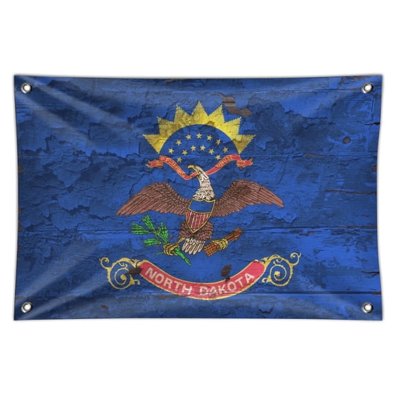 Rustic North Dakota State Flag Distressed USA Home Business Office Sign