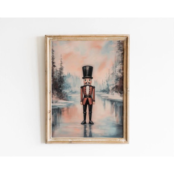 Rustic Nutcracker Christmas Print, Vintage Holiday Decor, Classic Nutcracker Wall Art, Christmas Gift,Festive Nutcracker Gift, Christmas Art #198, Unframed Poster Size 8x12