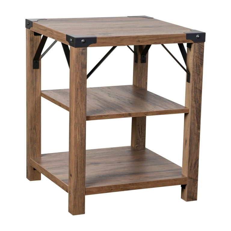Rustic Oak 3 Tier Side Table
