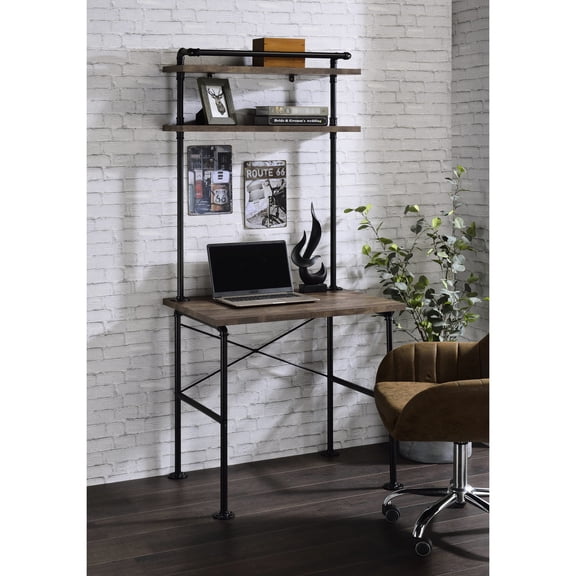Rustic Oak Appearance | 20 - lb Shelf Weight Limit for Storage | Robust Desk for Continuous Use
