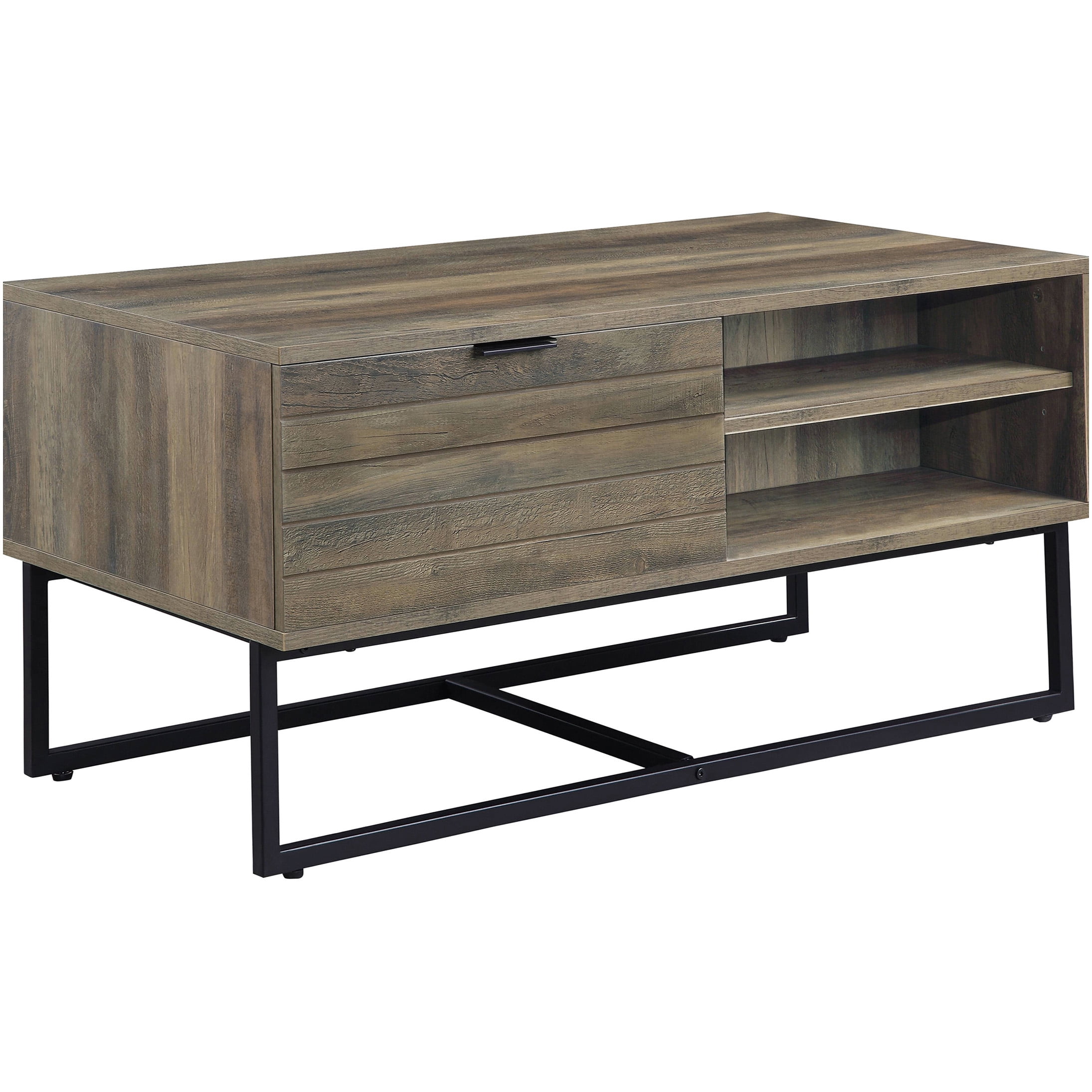 Image showcasing 5 Tier Industrial Bookshelf with Metal Frame Rustic Oak for Home Office ...