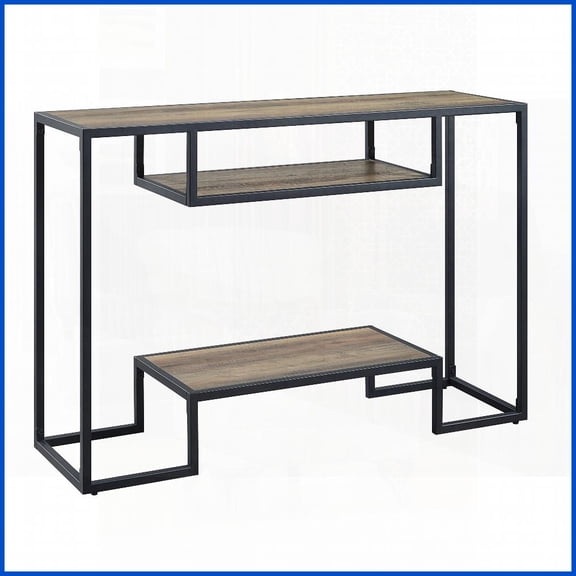 Rustic Oak & Black Industrial Coffee Table with Shelf  Versatile Surface & Extra Storage for Living Room