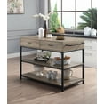 Rustic Oak & Black Kitchen Island 52" Butcher Block Countertop