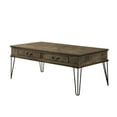 thumbnail image 1 of Mid Century Rustic Oak Coffee Table with Drawers and Wire Legs, 1 of 2