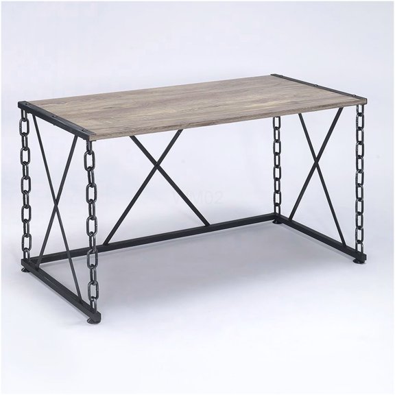Rustic Oak Console Table with Industrial Metal Frame, Entryway Hallway Sofa Table