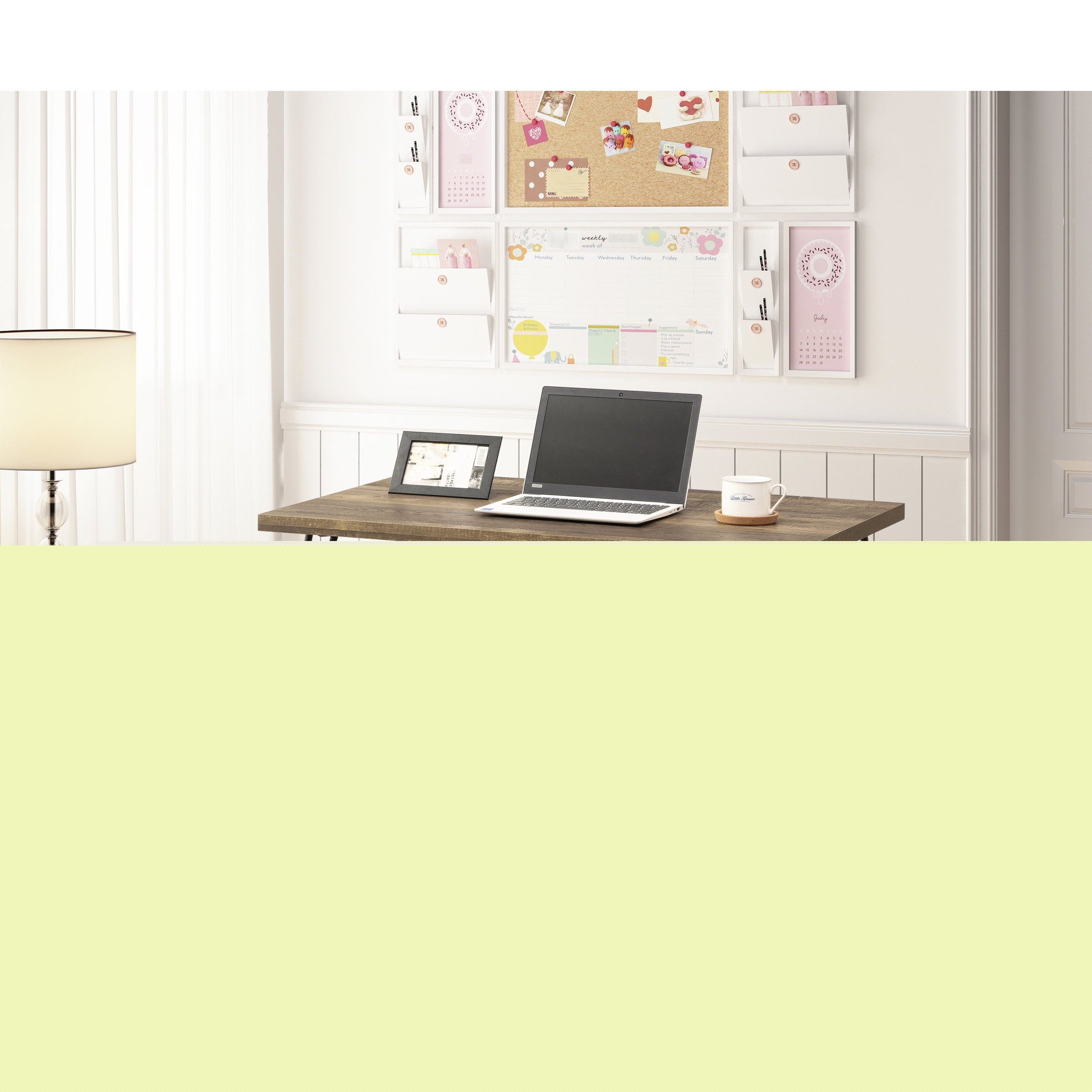 Rustic Oak Desk And Metal Accents Merging, Taupe +metal, Space Saving Open Construction, 24.05in Depth, 46.21in Width, 29.48in Height Build,