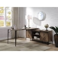 thumbnail image 1 of Rustic Oak L-Shape Writing Desk | Ideal for Home Work | Durable Metal & Synthetic Wood | Use Sliding Doors for Storage, 1 of 3