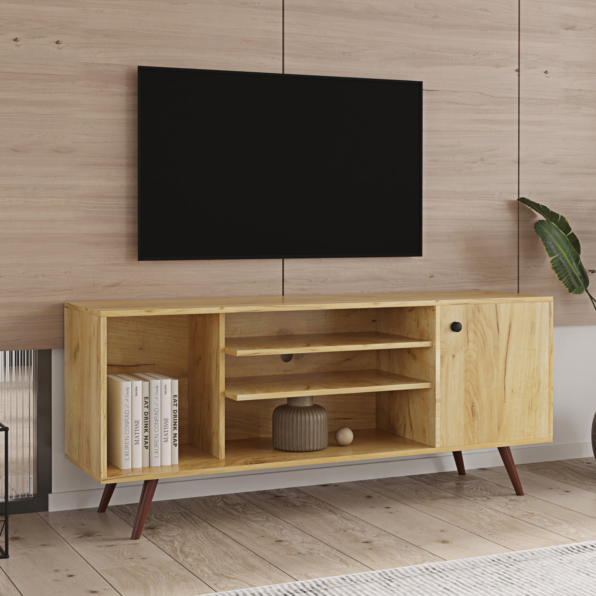 White and rustic oak deals tv stand