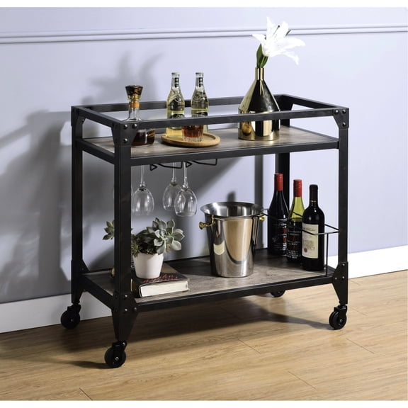 Rustic Oak and Charcoal Aesthetic | Easy - to - Move with Caster Wheels | Perfect for Hosting Guests