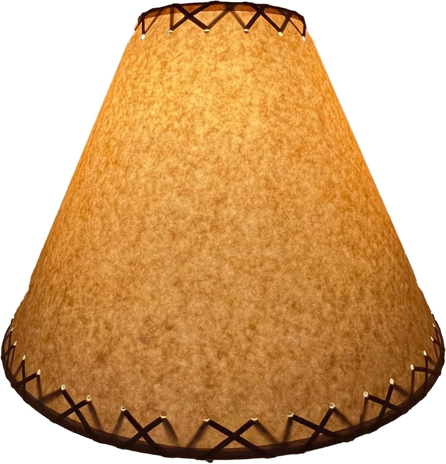 Rustic Oiled Craft Paper Lamp Shade - 14" Size With Laced Detail, Spider Fit