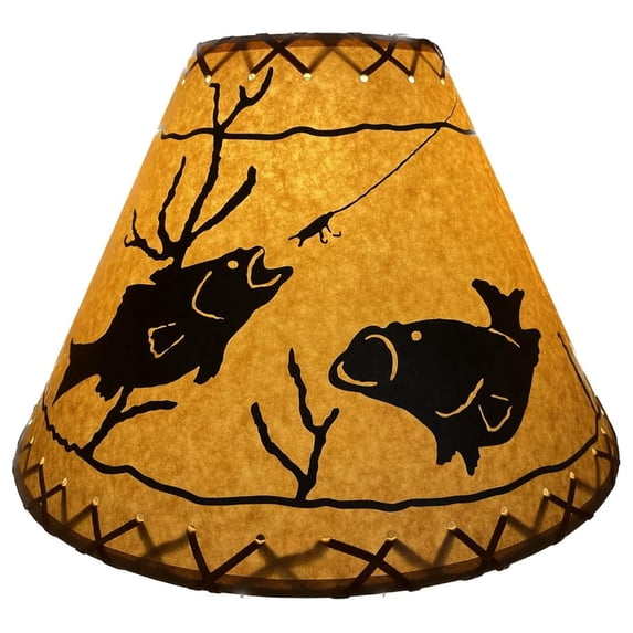 Rustic Oiled Laced Fish Lamp Shade - 16"