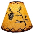 thumbnail image 1 of Rustic Oiled Paper Clip-On Lamp Shade with Pine Cone Design - 9", 1 of 7