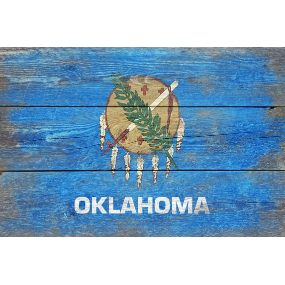 Rustic Oklahoma State Flag (12x18 Wall Art Poster, Room Decor)