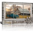 thumbnail image 1 of Rustic Old Barn Canvas Wall Art Farmhouse Barn Wall Decor Picture Country View in Fake Window Poster Modern Home Decor for Living Room Office Framed Ready To Hang 12x16 Inch, 1 of 6