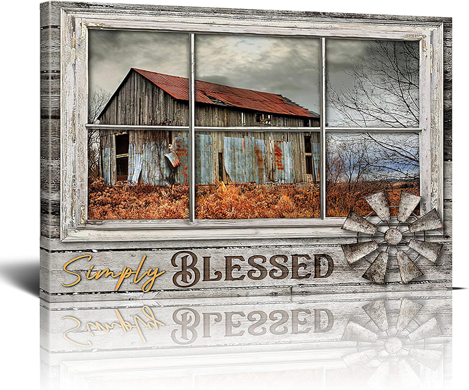 Rustic Old Barn Canvas Wall Art Farmhouse Red Barn Family Decor Print ...
