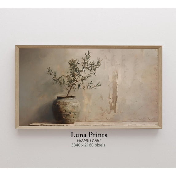 Rustic Olive Tree Wall Art, Pottery Still Life, Neutral Modern Organic ...
