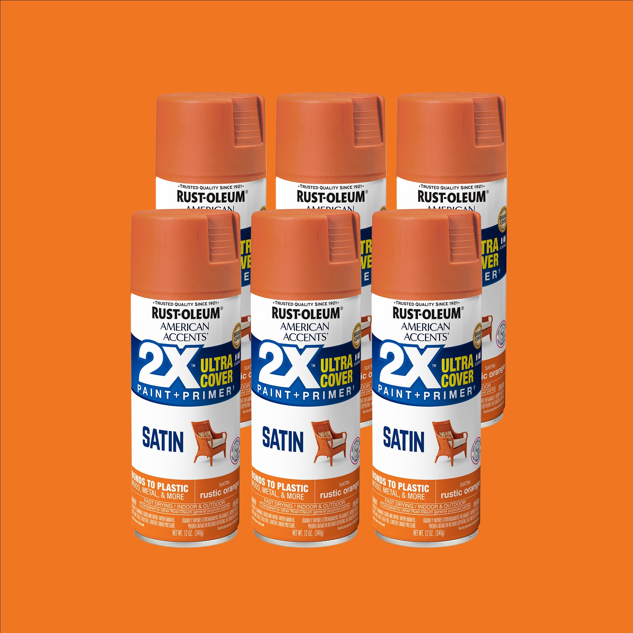 6 Pack, Rustic Orange Rust-Oleum American Accents 2X Ultra Cover