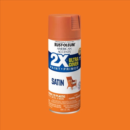 Rustic Orange, Rust-Oleum American Accents 2X Ultra Cover Satin Spray Paint-327927, 12 oz