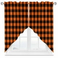 thumbnail image 1 of Rustic Orange Swag Valances for Windows 2 Pack and Black Buffalo Plaid Swag Kitchen Curtains 36 Inches Long Rod Pocket Short Window Treatment for Kitchen Bathroom 28"x36", 1 of 8