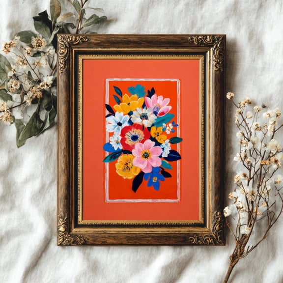 Rustic Orchard Landscape Impressionist Art Print, Red Apple Orchard Scene, Poster Cottagecore Decor, Wall Art 1115, Unframed Poster Size 8x12 F03.1.22l1736