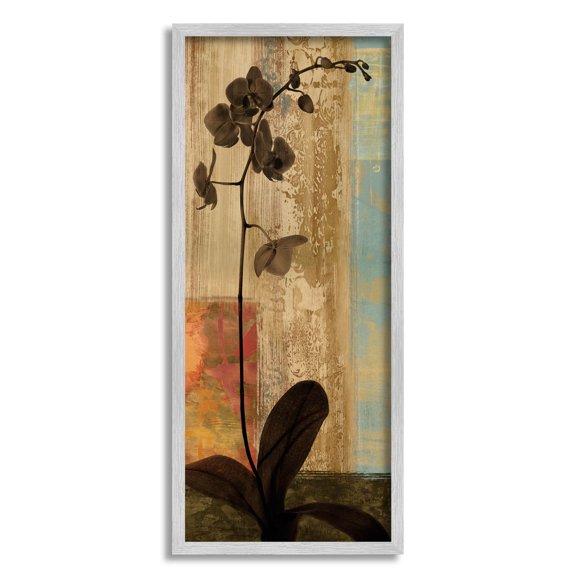 Rustic Orchid Geometric Abstract Botanical & Floral Graphic Art Gray Framed Art Print Wall Art