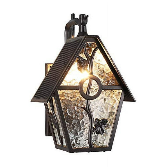 Rustic Outdoor Wall Lantern Exterior Wall Mounted Sconce Light Designer Style Outdoor Wall Light Fixtures for Home Patio Garden Garage Farmhouse Porch Lighting with Water Glass, Oil Rubbed Brown