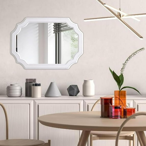 Sintosin Handmade Distressed White Oval Mirrors - 17x23" Farmhouse Wall Decor for Bathroom & Bedroom