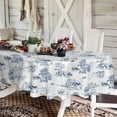 thumbnail image 1 of Rustic Oval Tablecloth 60x84 Inch,Blue and White Country Farmhouse Tablecloth,Waterproof Wrinkle Resistant Durable Polyester Oval Table Cloth for Indoor and Outdoor, Holiday Kitchen Dining and Party, 1 of 6