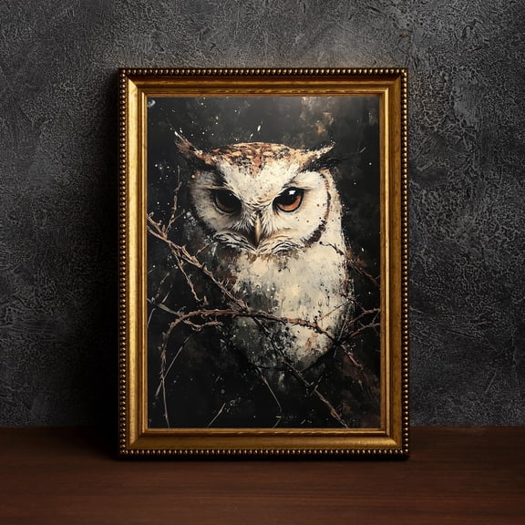 Rustic Owl, Dark Academia Botanical Poster, Moody Wall Art, Gothic, Victorian Goth Décor,Dark Moody,Midnight Owl Poster, 24x36 UNFRAMED