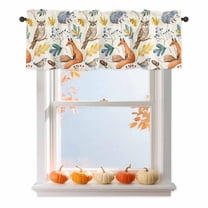 Rustic Owl Fox Birds Fall Leaves Curtain Valances for Kitchen Windows,Rod Pocket Short Valance Farm Animals Plants Small Window Treatment for Living Room Bathroom Bedroom,54" x 18"-1 Panel