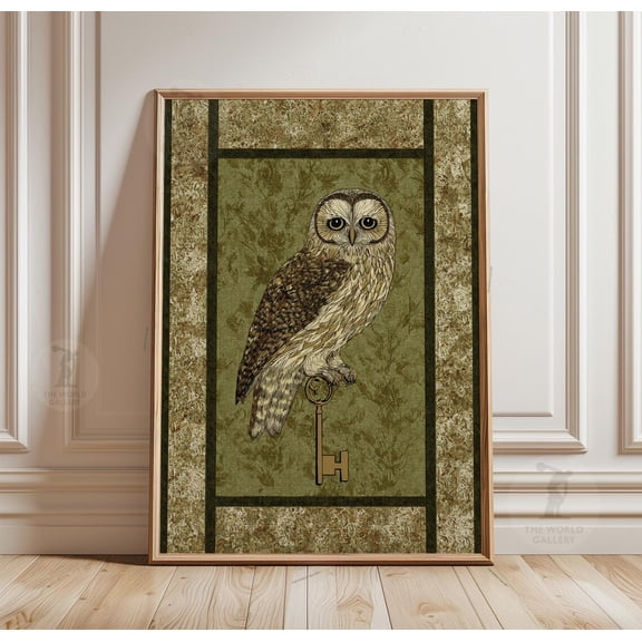 Rustic Owl Key Vintage Woodland Bird Nature Wall Decor Art Unframed Paper Print