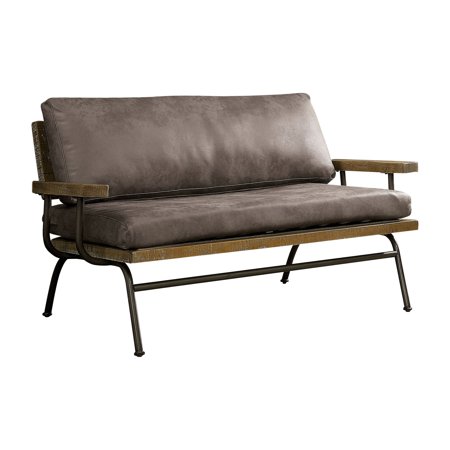 Rustic Padded Loveseat,Ash Brown