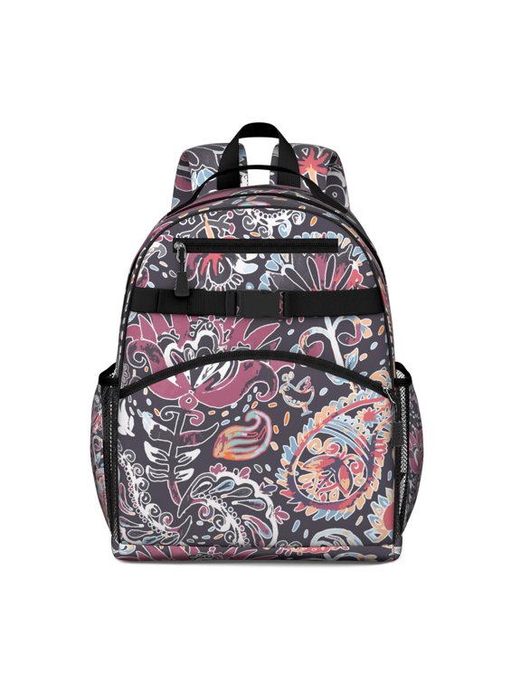 Rustic Paisley Boho Backpack Durable & Adjustable School Bag with Chest Strap