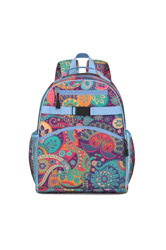 Rustic Paisley Boho Backpack Durable & Adjustable School Bag with Chest Strap