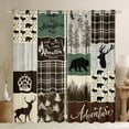 thumbnail image 1 of Rustic Patchwork Bed Curtains & Drapes, Hunting Deer Bear Curtains 52"Wx63"L, Retro Cabin Lodge Decor Blackout Curtains, Woodland Country Wild Animal Window Treatments Adventure Camping Decor, Brown, 1 of 5