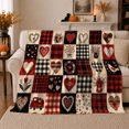 thumbnail image 1 of Rustic Patchwork Hearts Truck Scene Romantic Country, Cozy Bird Art Scene, Warm Flannel Blanket for Sunroom and Reading Nook, Bird Lovers Valentine's Day Gift, Artistic Home Decor, 1 of 9