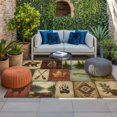 Rustic Antic Rug Rustic Patchwork Outdoor Rug, Vintage Bear Pine Canoe Maple Leaf Fish ...