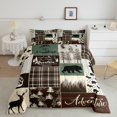 thumbnail image 1 of Rustic Patchwork Queen Bed Comforter Set, Hunting Deer Bear Bedding Retro Cabin Lodge Decor Quilt Teens Men, Woodland Country Wild Animal Down Comforter Adventure Camping Decor, Brown, 1 of 5