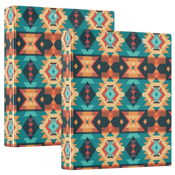 Rustic Pattern 3 Ring Binders 1.5 inch Hardcover File Folders with Interior Pockets A4 Size Organizer for School Office Hospital Set of 2