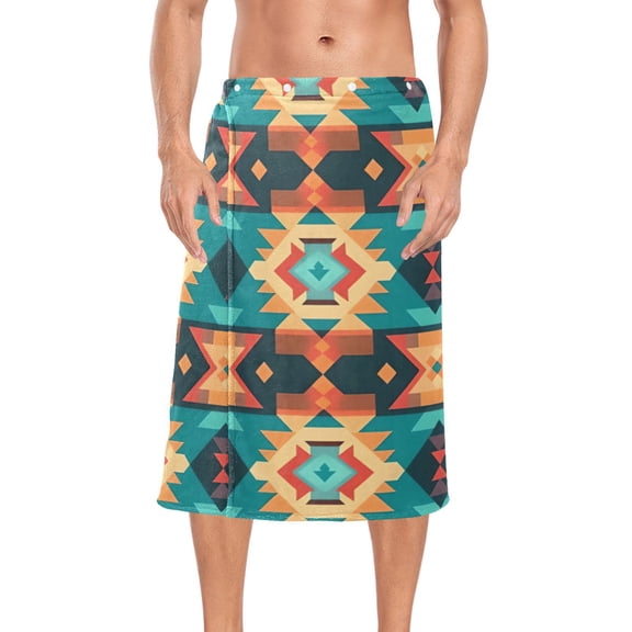 Rustic Pattern Bath Towel Wrap for Man Adjustable Shower Wrap Button Closure Body Towel for Sauna Gym