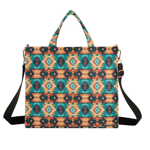 Rustic Pattern Corduroy Tote Bag Handbag Large Messenger Bag Shoulder Crossbody Zipper Bag Purse