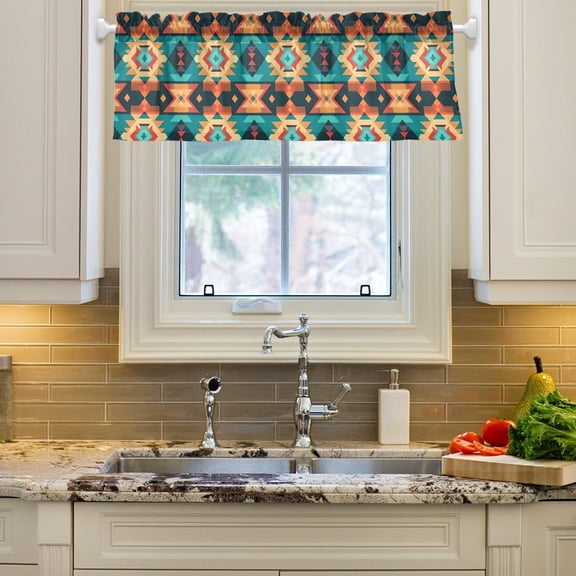 Rustic Pattern Curtain Valances Farmhouse Design Window Treatment Decor Blackout Rod Pocket for Windows Living Room Kitchen 54" x 18"