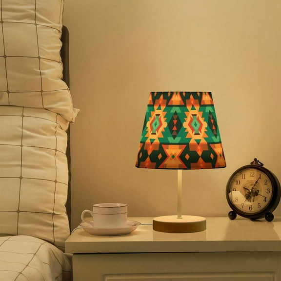 Rustic Pattern LED Desk Lamp Table Lamp USB Bedside Nightstand Small Lamp for Bedroom Living Room Kids Room