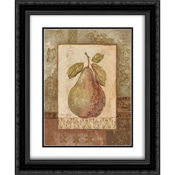 Rustic Pears I 2x Matted 20x24 Black Ornate Framed Art Print by Gladding, Pamela