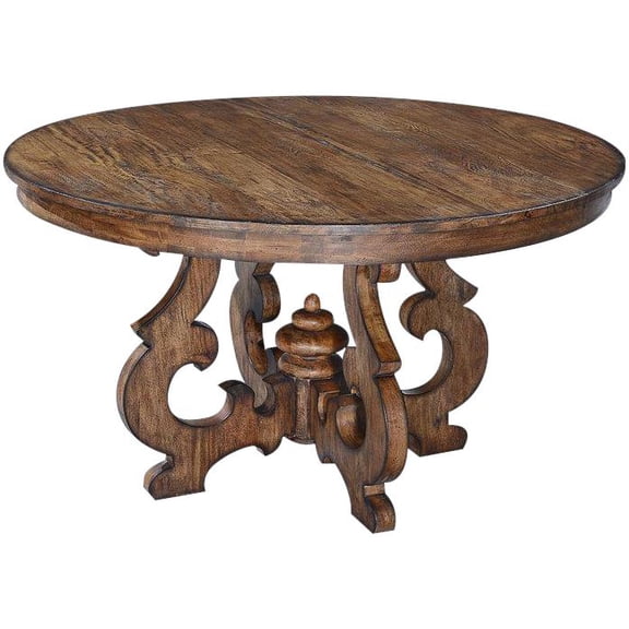 Rustic Pecan Cambridge Round Dining Table | Solid Wood