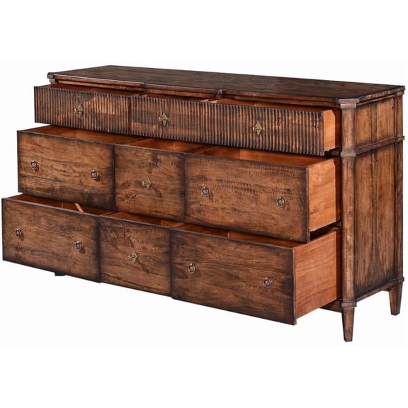 Rustic Pecan Dresser Chest with Old World Distress Finish