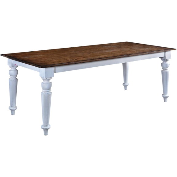 Rustic Pecan Finish Solid Wood Farm Table
