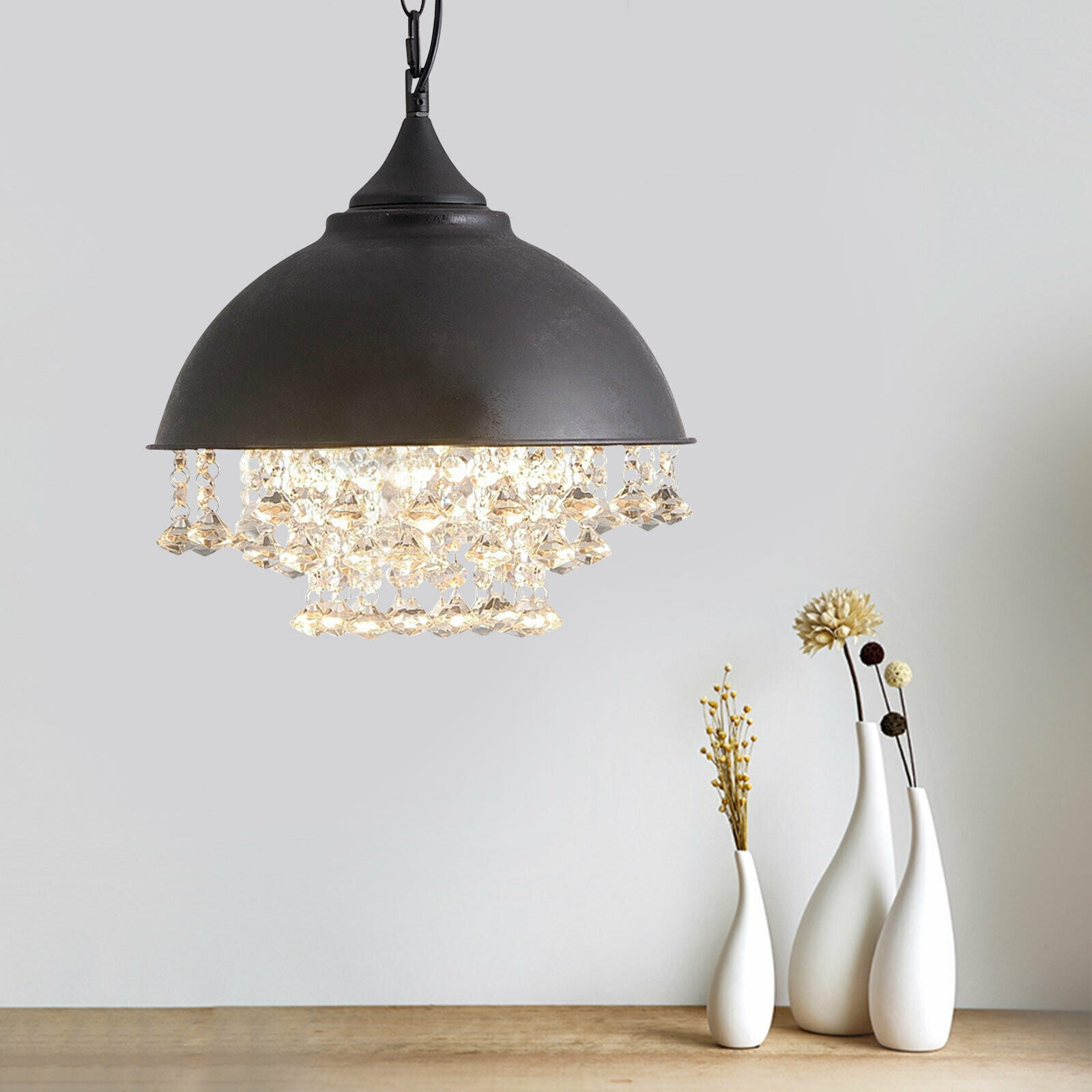 Rustic Pendant Crystal Light Chandelier Industrial Ceiling Light Fixture Lamp Industrial Crystal Chandelier Retro Loft Vintage Style Chain Pendant Light Decor Rustic Chandelier Loft Pendant Light