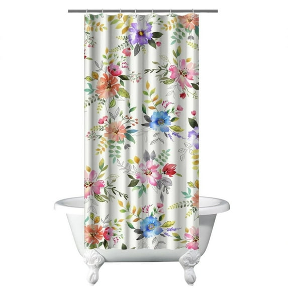 Rustic Peony and Wildflower Shower Curtain – Watercolor Floral Aesthetic for Country Farmhouse Bathroom Ambience