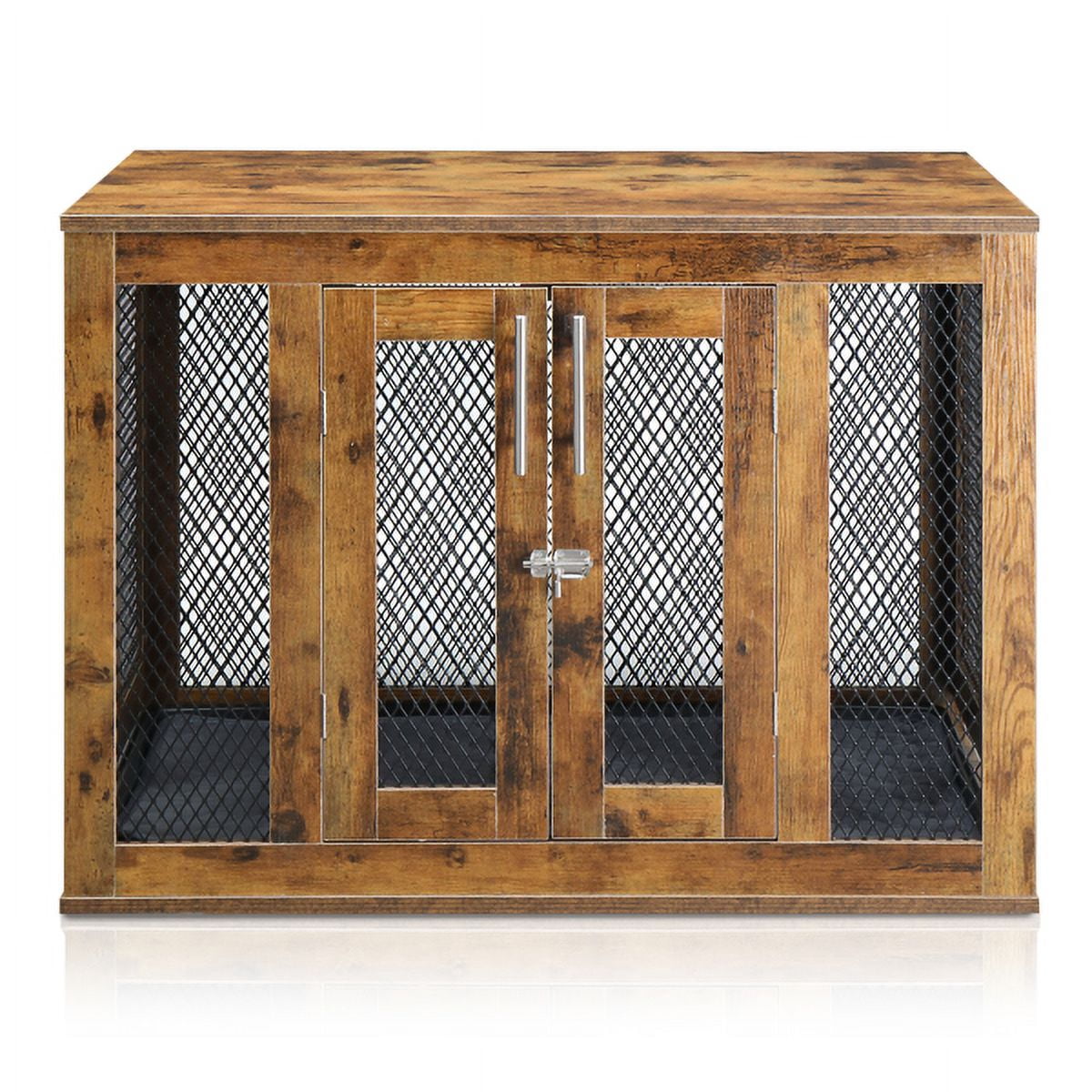 Curated visual reference: Rustic Dog Crate Nightstand Reference: Rustic Pet Crate Furniture With Cushion Tray